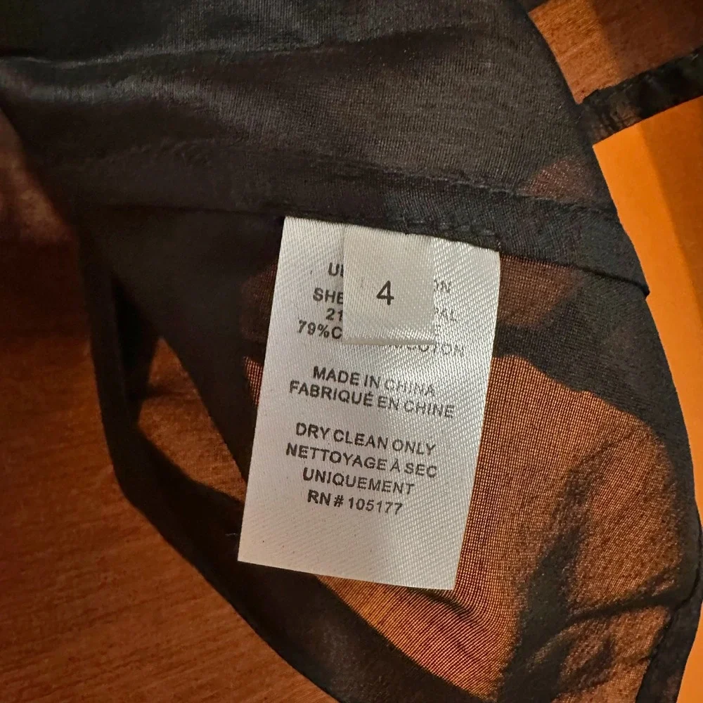 NWOT Ulla Johnson Black Sheer Organza Puff Sleeve Blouse Silk Cotton Size 4